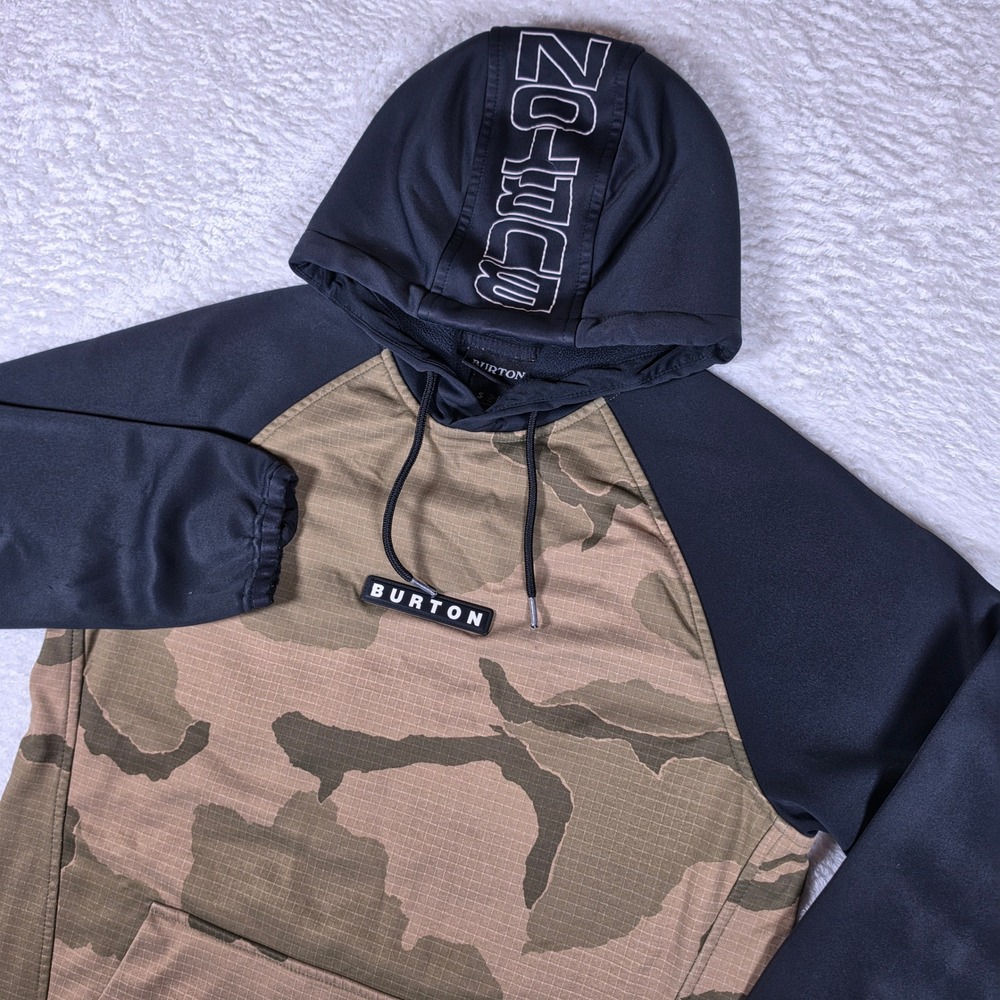 NEW Burton Crown WPF PO Mens S Beige Nylon Stretch Camo Hoodie 22024